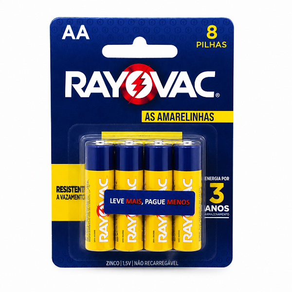 8 Pilhas Comum Aa Rayovac As Amarelinhas