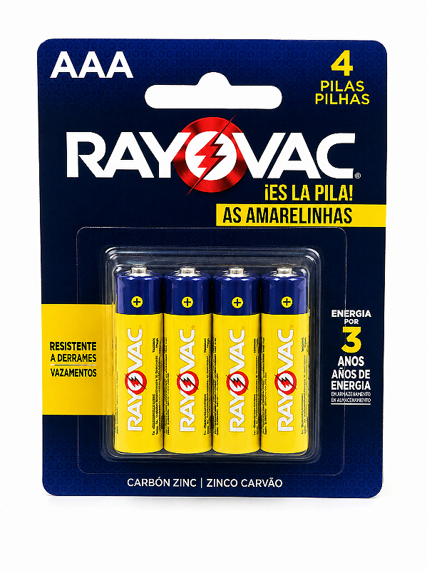 Pilha Aaa Rayovac Zinco C/4 Amarelinhas Alta Durabilidade