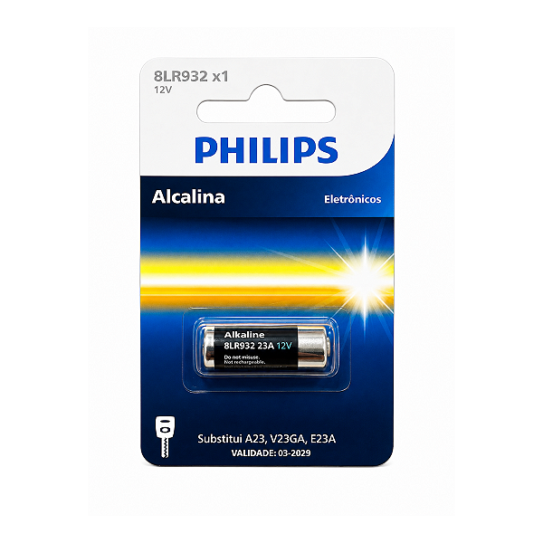 Pilha Alcalina A23 12V Philips Para Controle de Portão