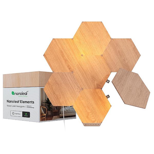 Nanoleaf Elements Hexagons SMK Com 7 Painéis Birchwood