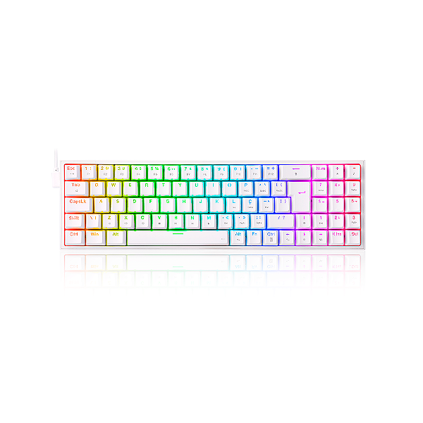 Teclado Gamer Redragon Pollux Rgb Branco Switch Blue Abnt2