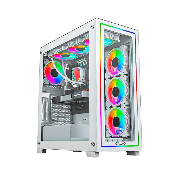 Gabinete Gamer Galax Omega White ATX Com Fans ARGB Branco