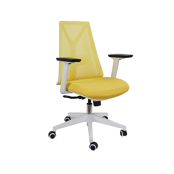 Cadeira Ergonômica Escritório Elements Olympia Branco Amarelo