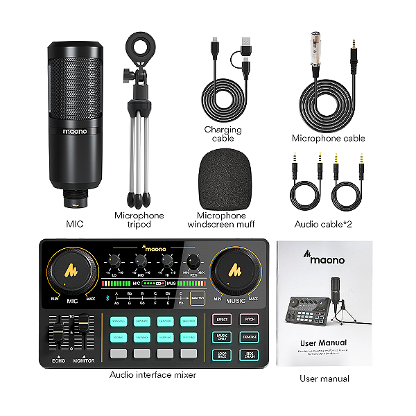 DTM・DAW MAONO MAONOCASTER LITE (AU-AM200-S6) Pacote de equipamentos de podcast - MAONO MaonoCaster Lite