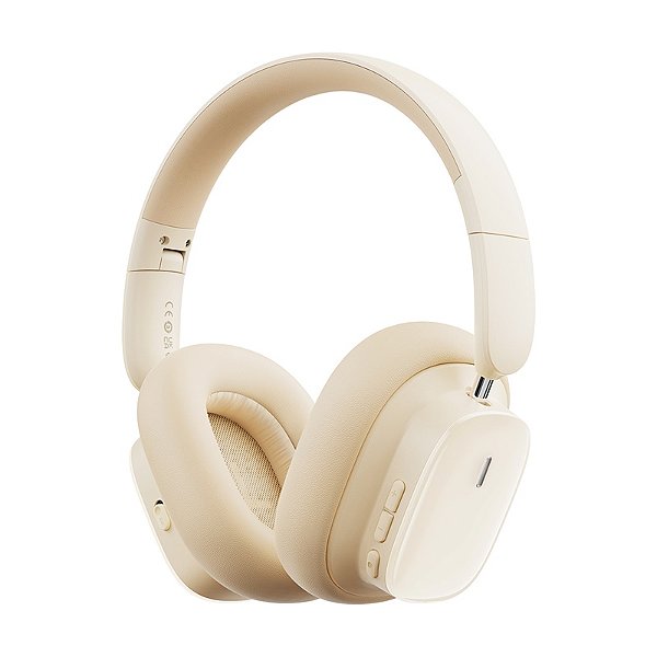 Fone de Ouvido Baseus Bluetooth ANC Bowie H1i Com Cancelamento de Ruído Branco Creme