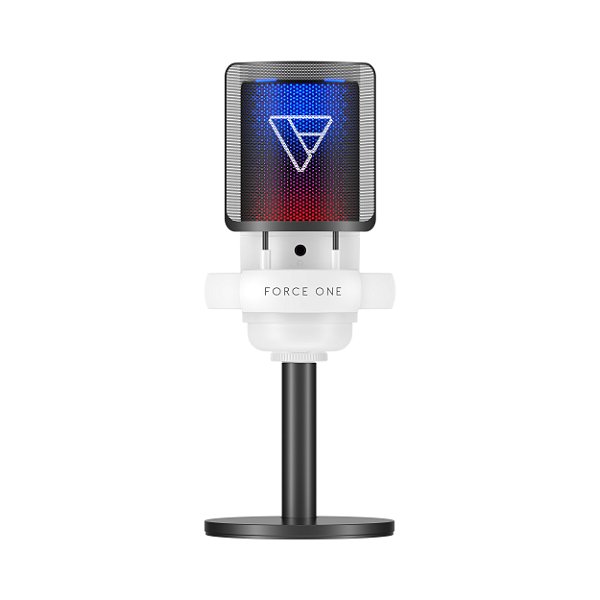 Microfone Gamer Force One Hero RGB USB Branco