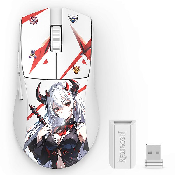Mouse Sem Fio Redragon King Pro Eisa 1K Anime 26000DPI Branco