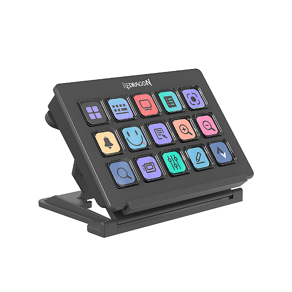 Estação Controladora Redragon StreamCraft LCD Com 15 Teclas SS-550 Preto