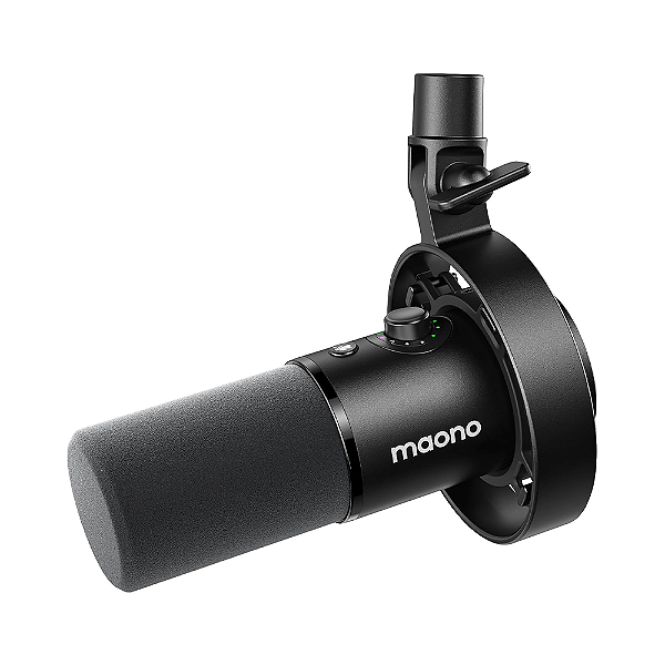 Microfone Maono PD300X Dinâmico Preto USB Tipo-C e XLR com Pop Filter e Shock Mount