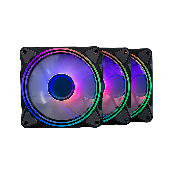 Kit com 3 Fans One Power Radiant X3 ARGB Com Controladora
