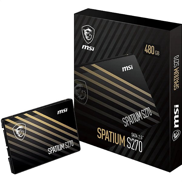 SSD MSI Spatium 480GB S270 SATA3 Leitura 500MB/S Gravação 450MB/S