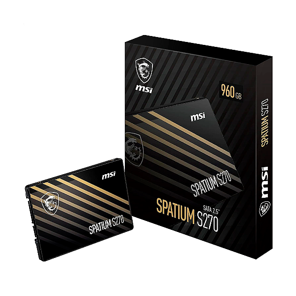 SSD MSI Spatium 960GB S270 SATA3 Leitura 500MB/S Gravação 450MB/S