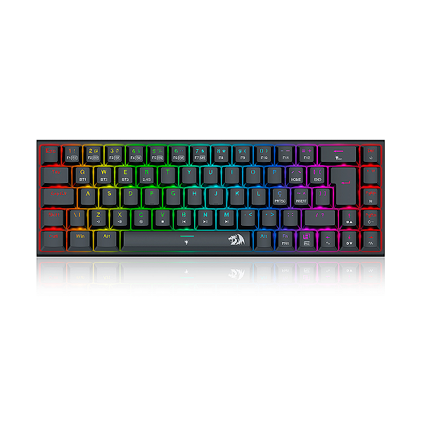 Teclado Mecânico Gamer Redragon Ryze Pro Sem Fio RGB Switch Brown Preto