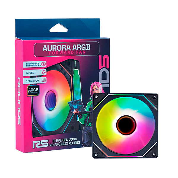 Fan Round5 Aurora Forward 120mm PWM ARGB Preto