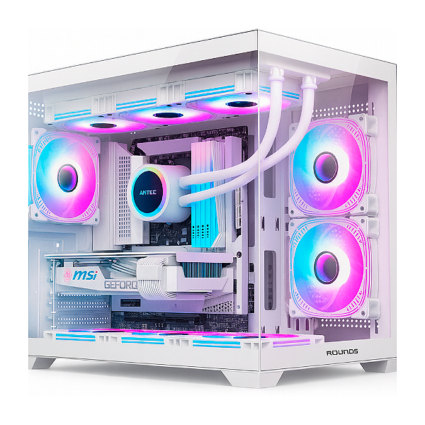 Gabinete Gamer Round5 Blast Mid Tower M-ATX Sem Fan Aquário Vidro Branco
