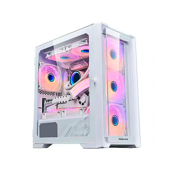 Gabinete Gamer Round5 Astra Mid Tower M-ATX Sem Fan Vidro Branco