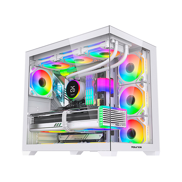 Gabinete Gamer Round5 Genos Mid Tower ATX Sem Fan Aquário Vidro Branco