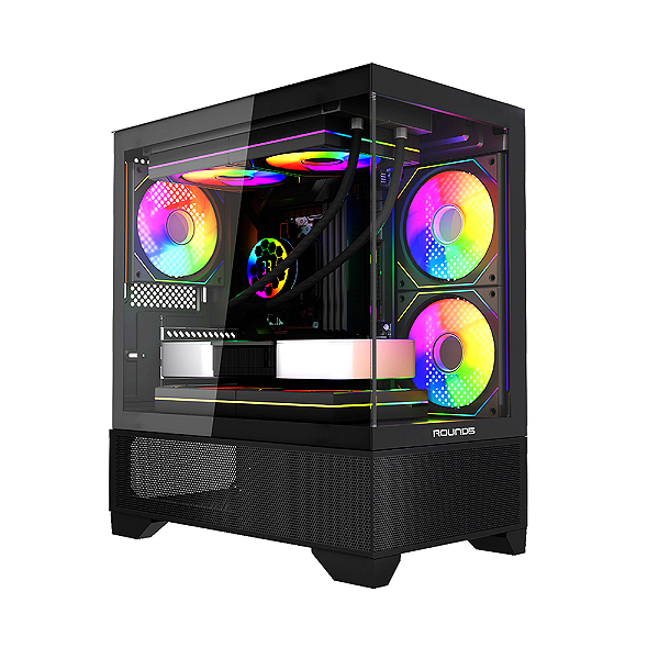 Gabinete Gamer Round5 Draven Micro ATX Sem Fan Preto