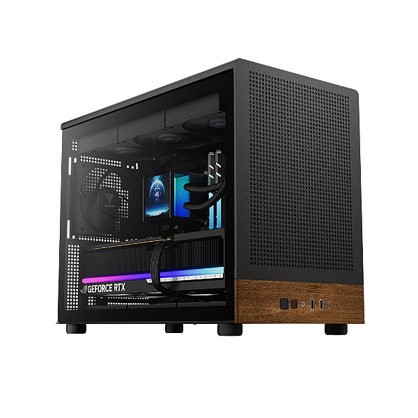 Gabinete Gamer Gamdias Athena M4M Wood Mid Tower M-ATX Com 3 Fans Preto
