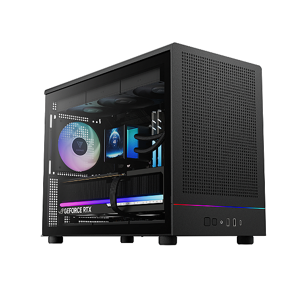 Gabinete Gamer Gamdias Athena M4M Mid Tower M-ATX Com 3 Fans ARGB Preto