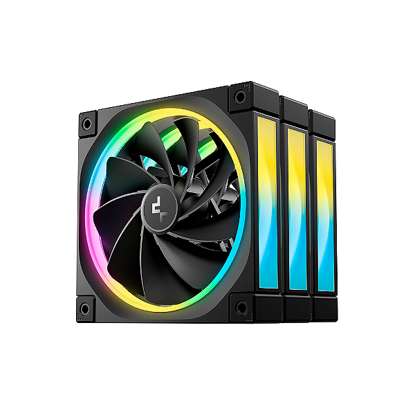 Kit 3 Fans DeepCool FL12R ARGB 120mm Reverse Blade Preto