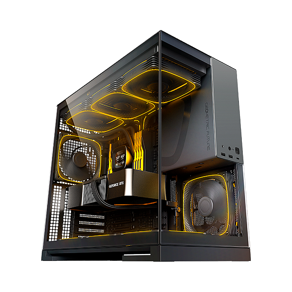 Gabinete Gamer Geometric Future Model 5 Sem Fans Preto e Cinza