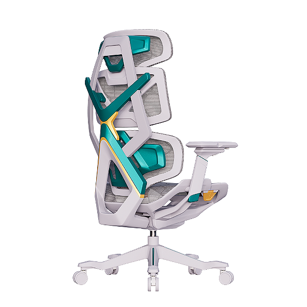 Cadeira Ergonômica Elements Gamer Vector Full Mesh Até 140kg Branco e Verde