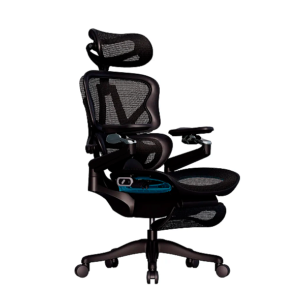 Cadeira Ergonômica Elements EOS Com Ajuste Elétrico e Descanso de Pés Preto