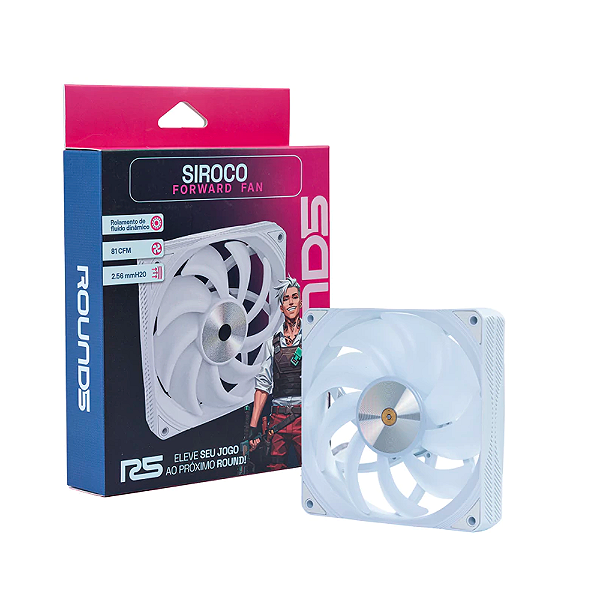 Fan Round5 Siroco Forward 120mm Sem LED PWM Branco