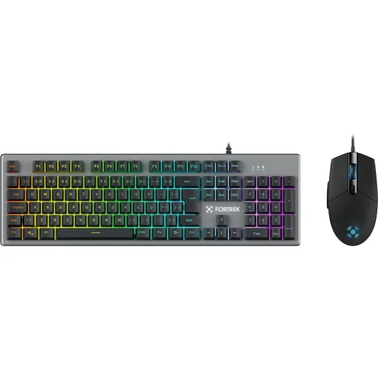 Teclado E Mouse Gamer Fortrek Rgb Rainbow Ranger Grafite