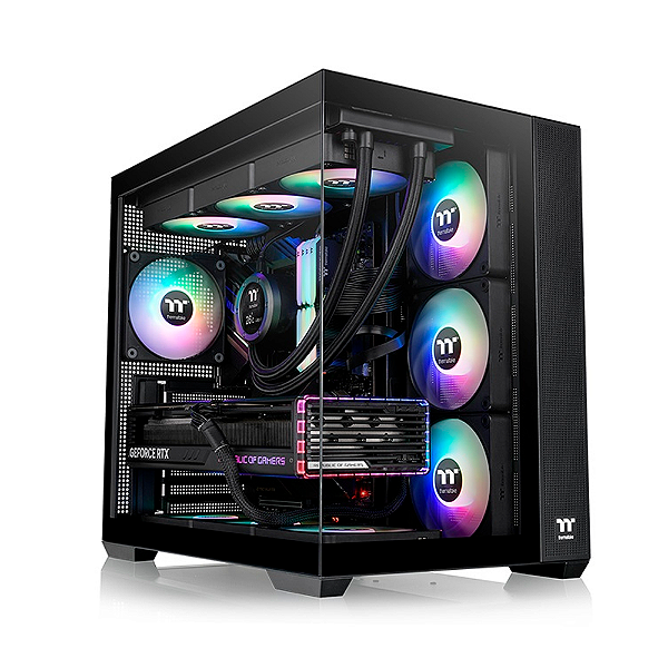 Gabinete Gamer Thermaltake View 380 TG Mid Tower ATX Com 4 Fans ARGB Preto