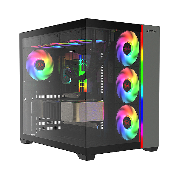 Gabinete Gamer Redragon Tesseract Mid Tower ATX RGB Sem Fans Preto