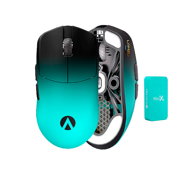 Mouse Gamer Lamzu Maya X 8K 30000 DPI Preto e Turquesa