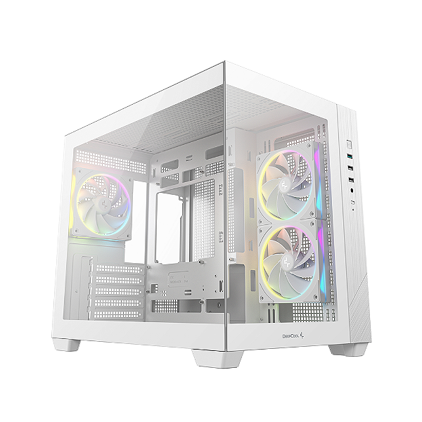 Gabinete Gamer Deepcool CG330 MicroATX Aquário com 3 Fans ARGB Branco