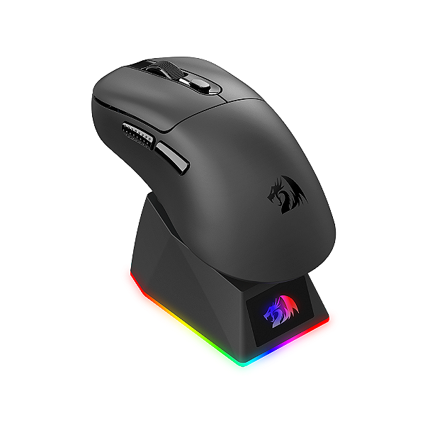 Mouse Gamer Redragon Ebony Standard 24000DPI Com Dock Carregamento Preto