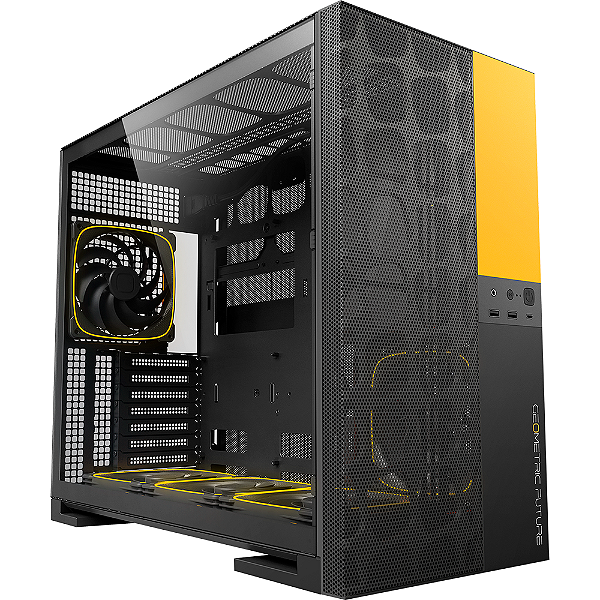 Gabinete Gamer Geometric Future Model 5 Vent Com Fans Preto e Amarelo