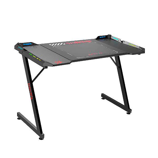 Mesa Gamer Redragon RGB 120cm Fibra Carbono GD-1104E-L Preto