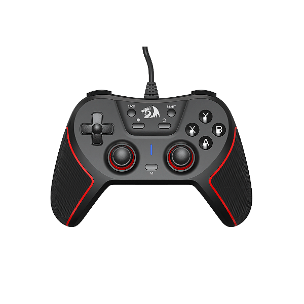 Controle Gamer Redragon Ephemera Com Fio Preto e Vermelho