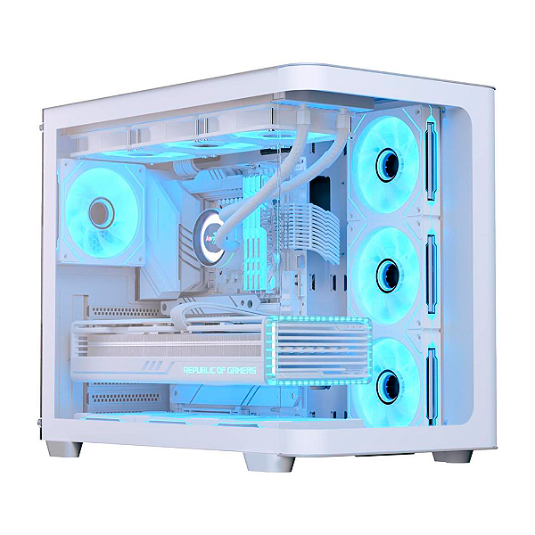 Gabinete Gamer Aerocool ATX P500C Lateral Vidro 4 Fans ARGB Branco