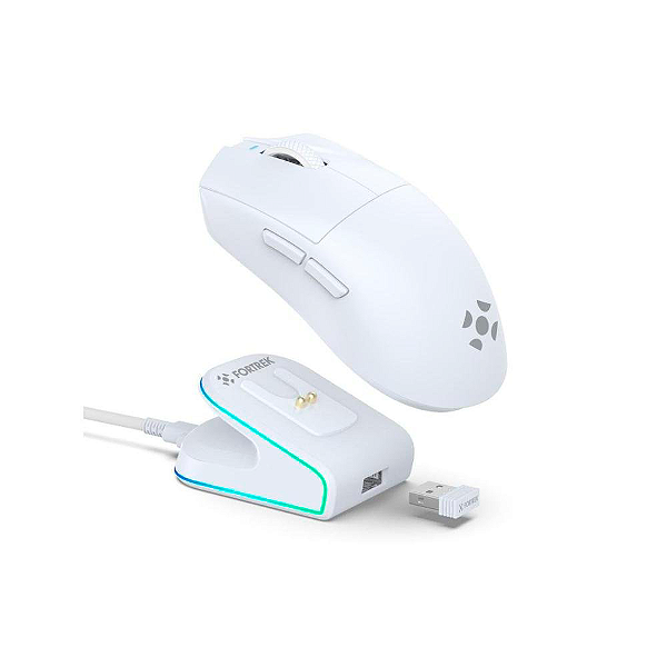 Mouse Sem Fio Fortrek Dock de Carregamento Loyal Branco
