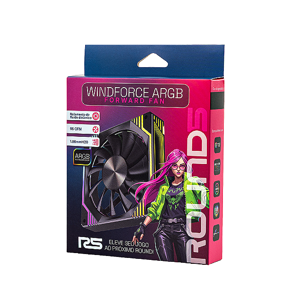 Fan Round5 Windforce Forward 120mm PWN ARGB Preto