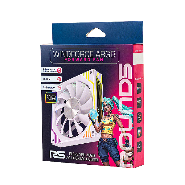 Fan Round5 Windforce Forward 120mm PWN ARGB Branco