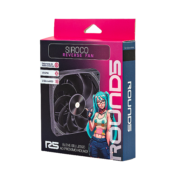 Fan Round5 Siroco Reverse 120mm Sem LED PWM Preto