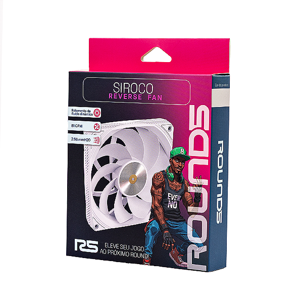 Fan Round5 Siroco Reverse 120mm Sem LED PWM Branco