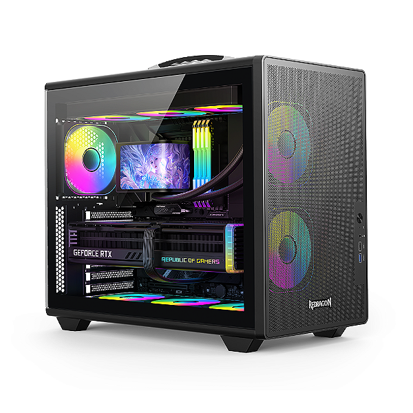 Gabinete Gamer Redragon Magic Box ATX CA616B Preto