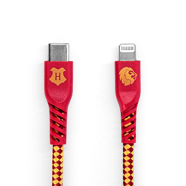 Cabo de Carregamento Harry Potter Grifinória Lightning para USB-C Vermelho