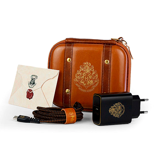 Kit de Carregamento Com Estojo USB-C para USB-C 33W Hogwarts Harry Potter Preto