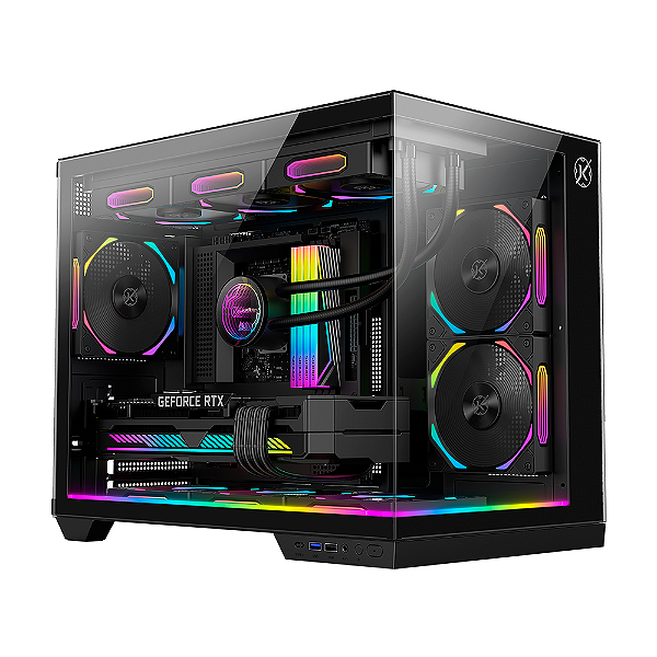 Gabinete Gamer Kalkan Saga Mid Tower ATX RGB Preto