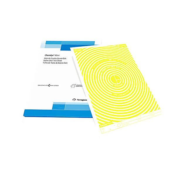 Indicador Químico Tipo 2 – Folha Teste Bowie & Dick A4 para Autoclave a Vapor