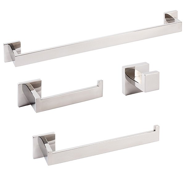 Kit Acessórios Para Banheiro Inox Premium 4 Peças - Fino Inox